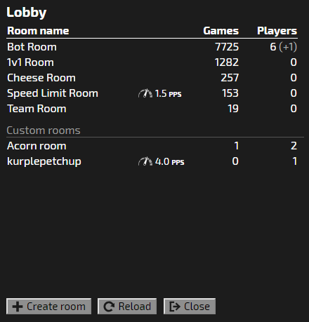 the lobby, where you can join and create rooms the lobby, where you can join and create rooms